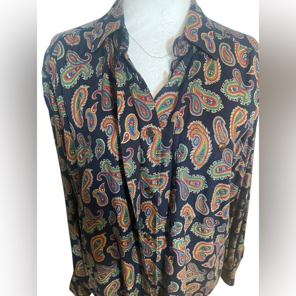 Vintage Liz Claiborne Lizsport Women’s M Paisley Button Down Shirt Old Money - Picture 4 of 8